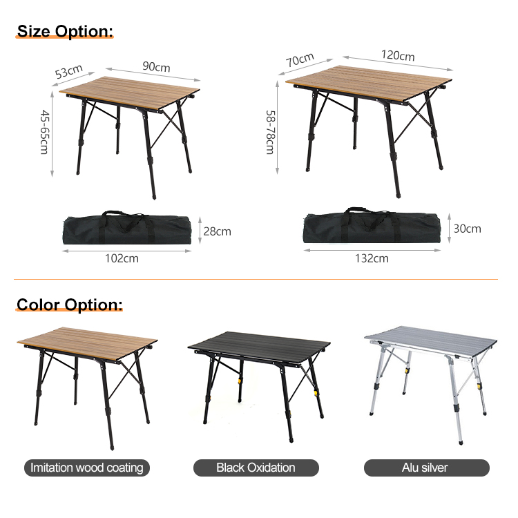 Adjustable Aluminum Foldable Table for Camping