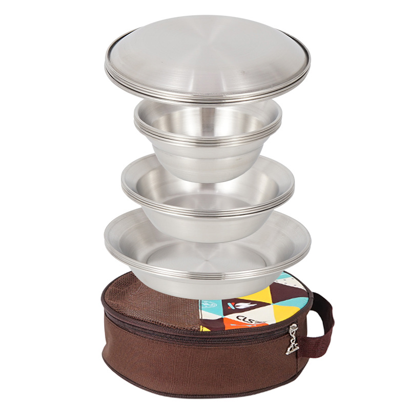 304 Stainless Steel Camping Dinner Plate Set