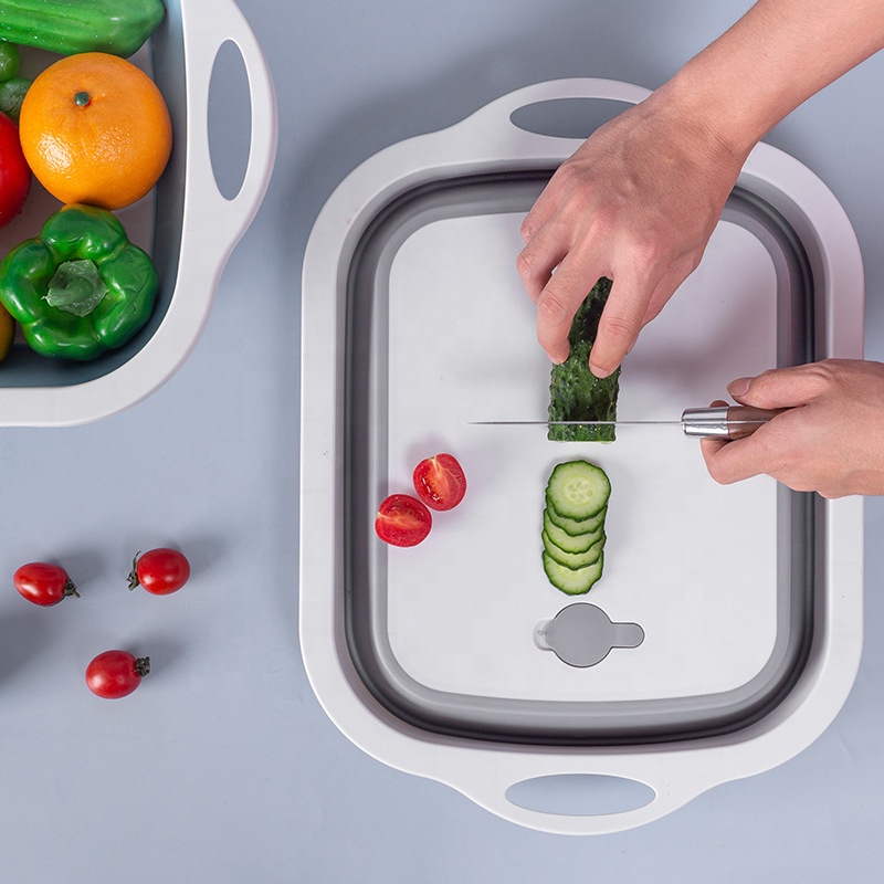 Folding Sink Basin and Drainable Drain Basket | Folding Cutting Board